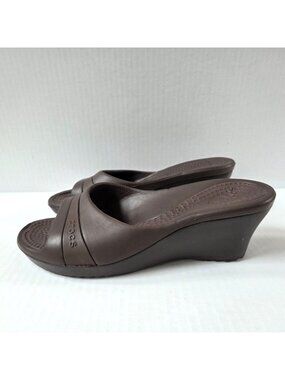 Crocs Shoes Womens 10 Brown Sassari Wedge Open Toe Sandals